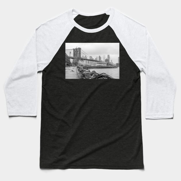 Brooklyn Bridge & Jane's Carousel Baseball T-Shirt by ShootFirstNYC